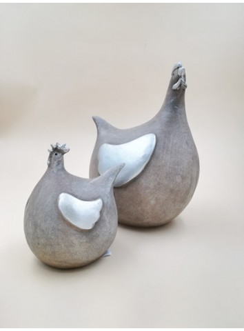 Gallina in ceramica argento piccola -  Jline